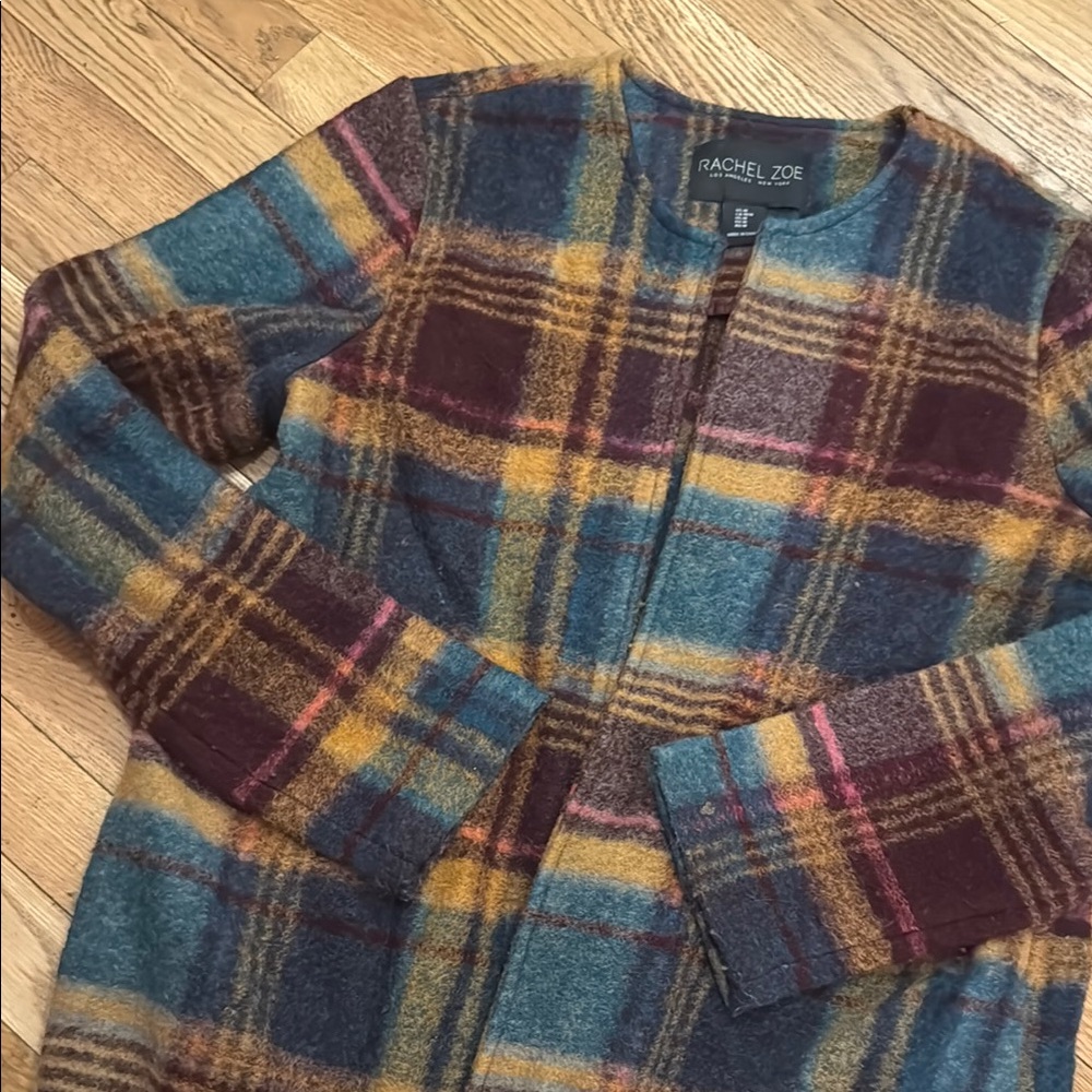 Plaid Wool Sweater Coat